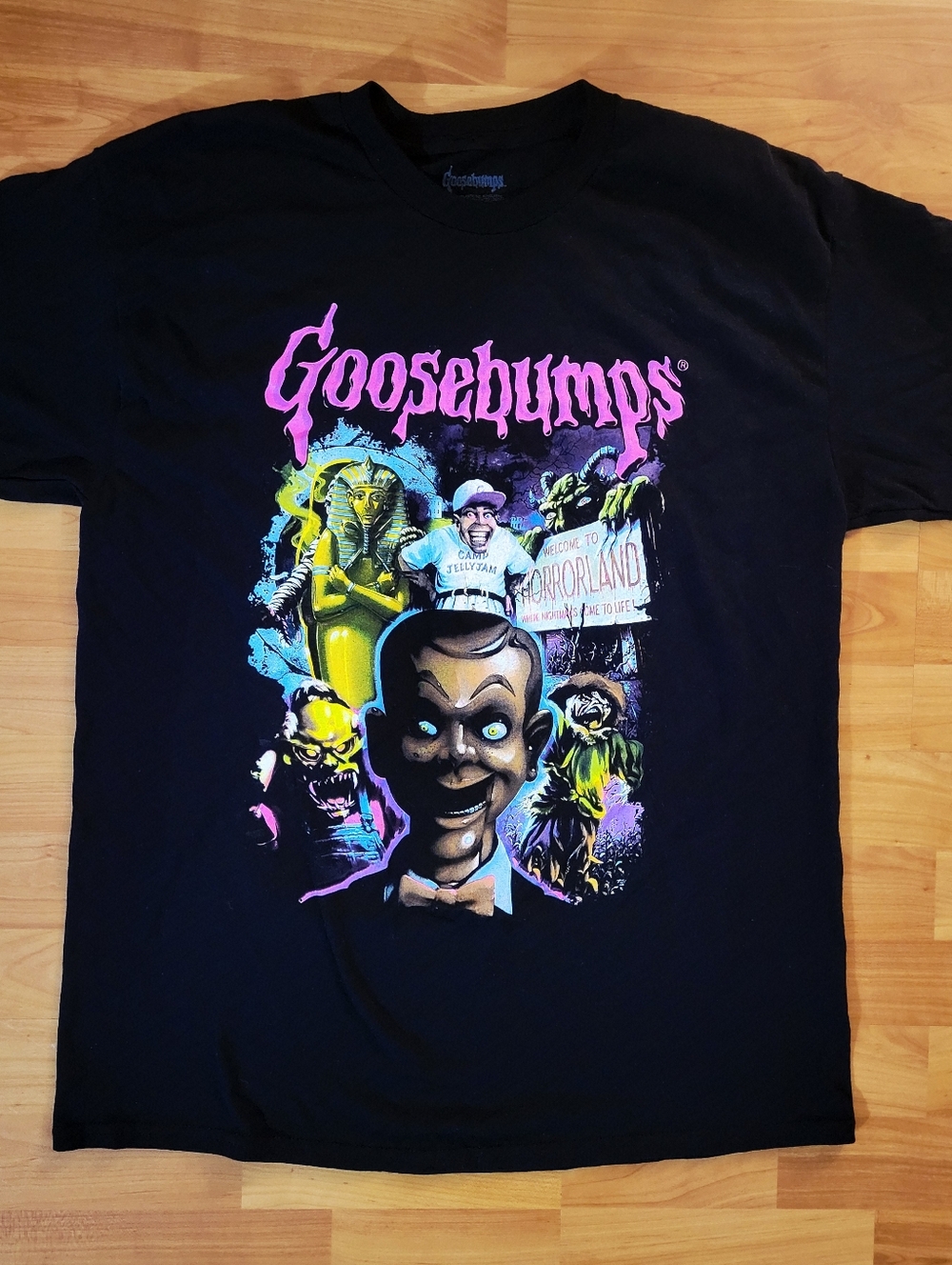 Goosebumps Night Of The Living Dummy Black Nostalgic Horror Graphic Tee, Large